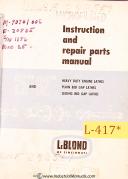 Leblond-Makino-Leblond, Makino, 24\" Regal Lathes, 3929, Instruciton and Parts Manual Year 1974-24 Inch-24\"-3929-02